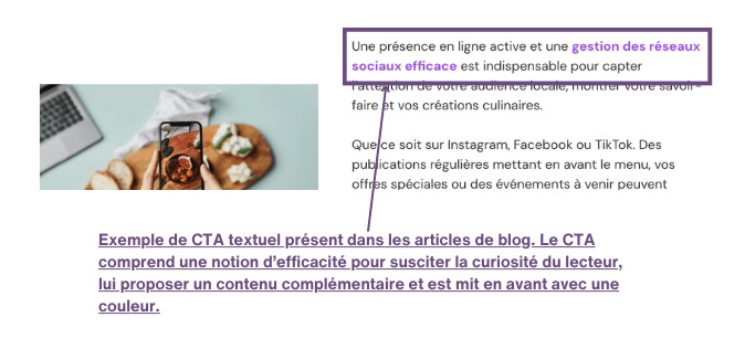 exemple de call to action CTA textuel